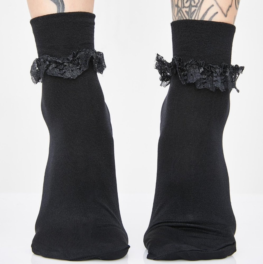 Dolls Kill Night Ruffle Me Up Crew Socks